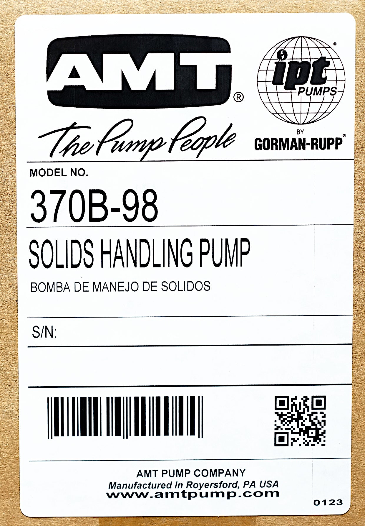 AMT 370B-98 Single-Phase Stainless Pump 45 GPM, 1" 1/2 HP