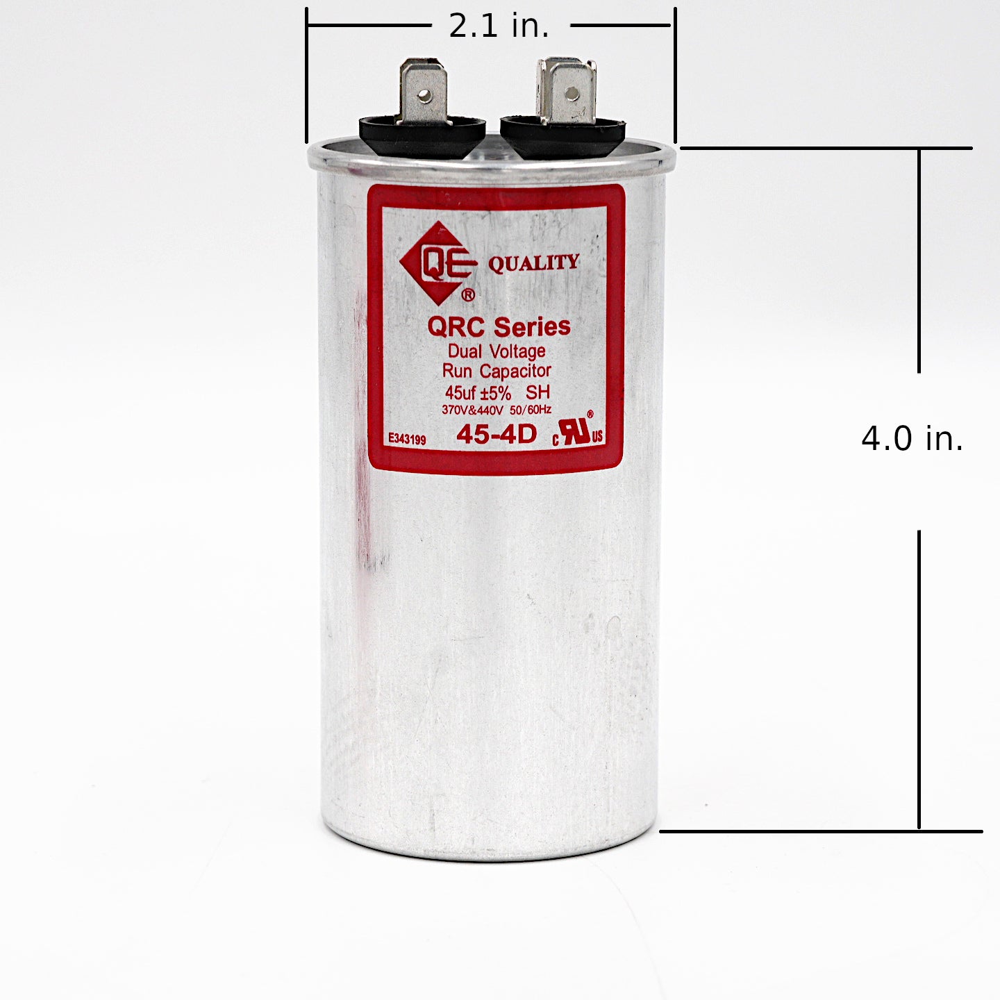 QE 45-4D motor run capacitor with dimensions