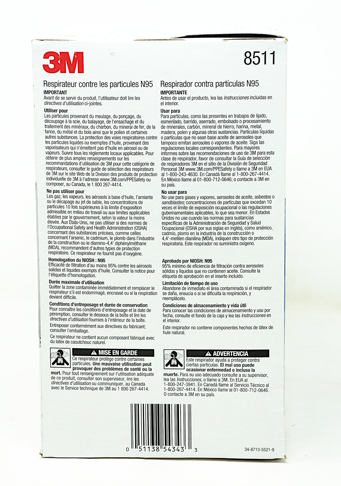 3M 8511 N95 Mask Box of 10 Particulate Respirators w/ Cool Flow Valve