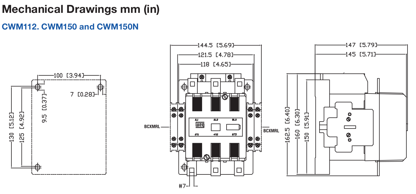 Weg CWM dimensions