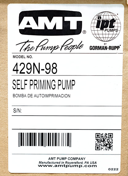 AMT 429N-98 Self-Priming Stainless Pump with Base 66 GPM, 1" 2 HP