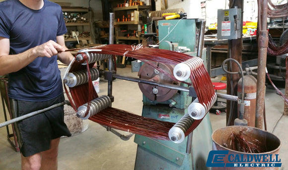 Winding the coils for a large AC motor