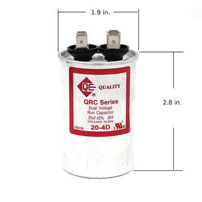 QE 20-4D motor run capacitor with dimensions