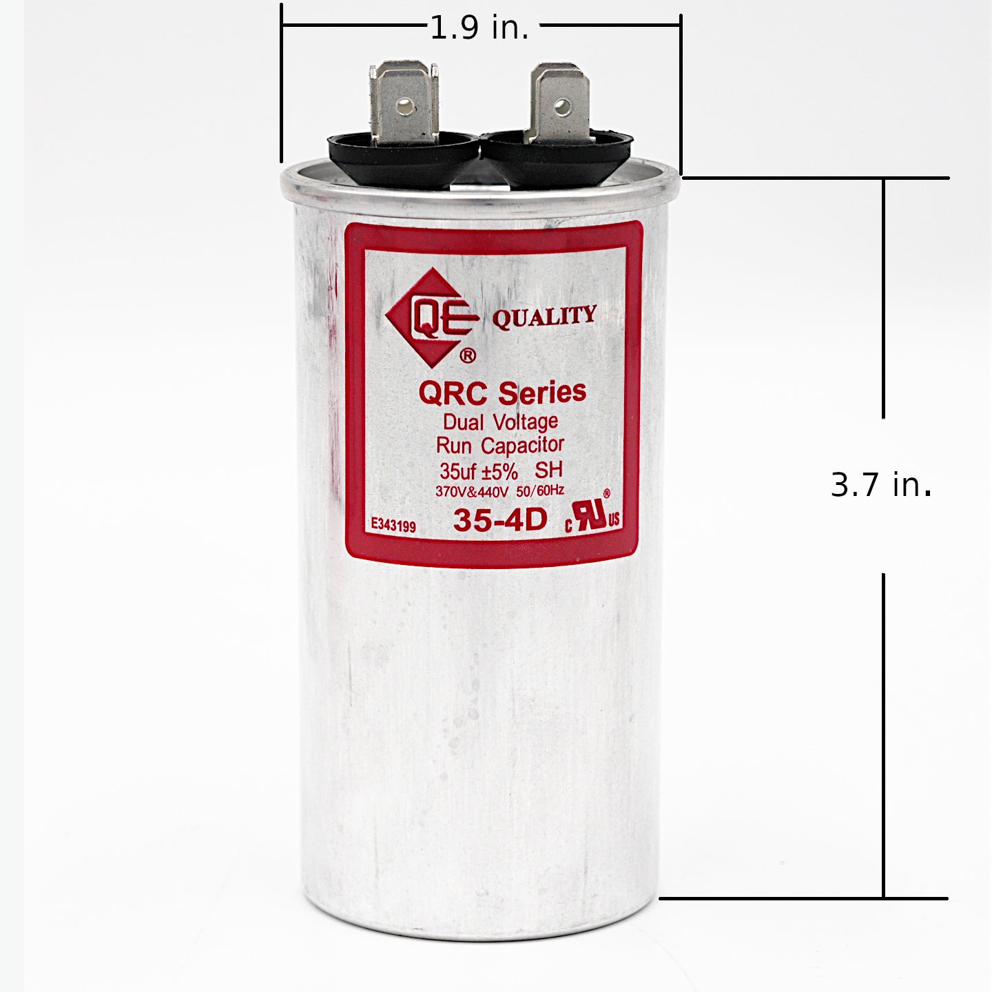 QE 35-4D motor run capacitor with dimensions