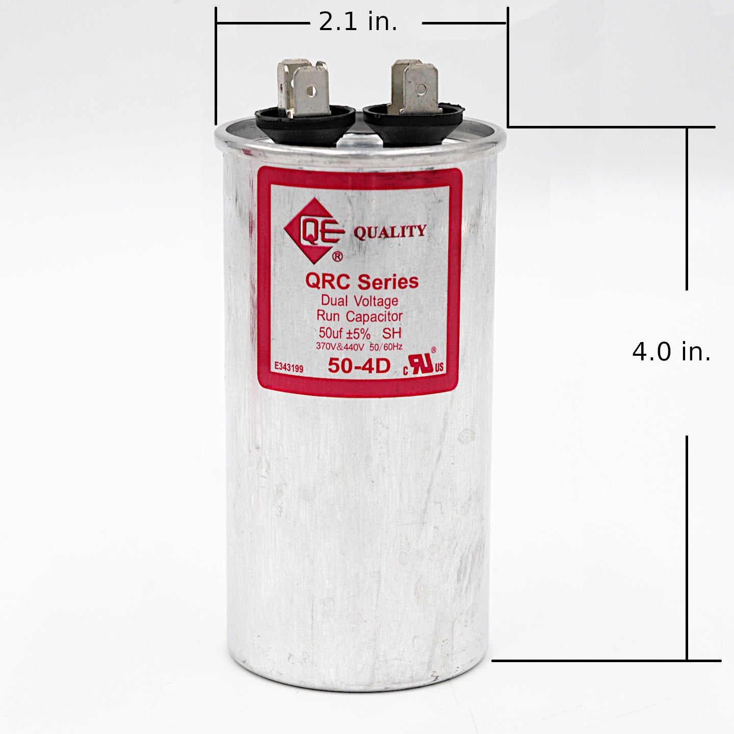 QE 50-4D motor run capacitor with dimensions