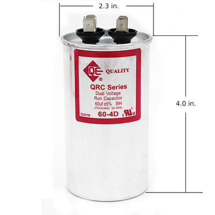 QE 60-4D capacitor with dimensions