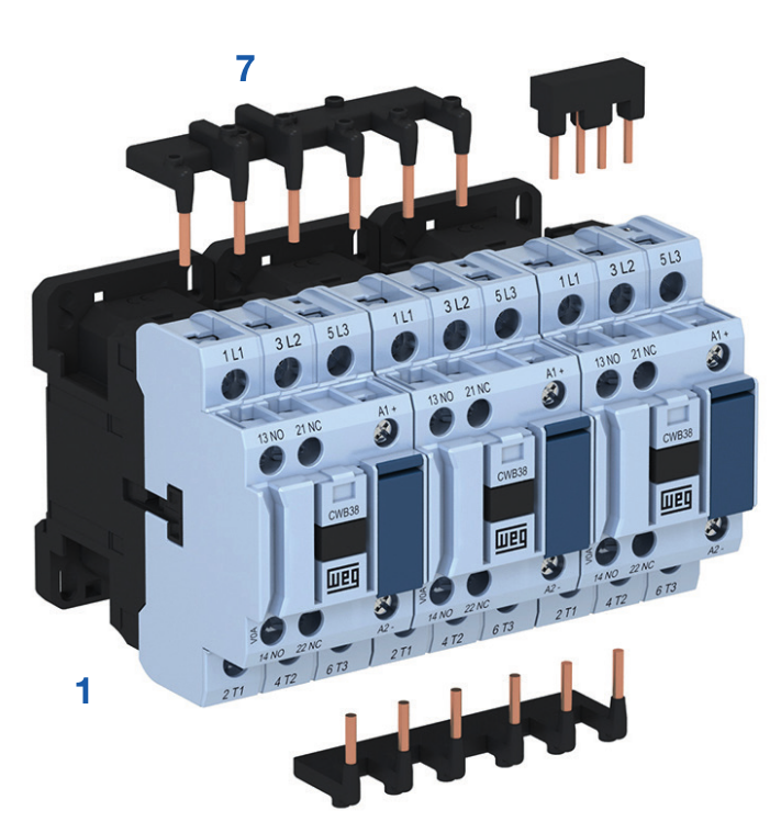 Weg CWB star-delta bus bar install