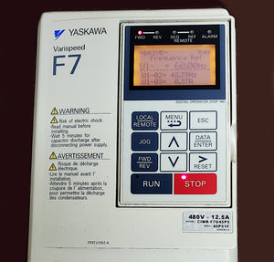 Yaskawa F7 CIMR-F7U45P5 480 VAC 7.5 HP 12.5 Amp AC VFD Drive