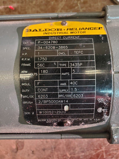 Baldor Permanent Magnet DC Motor 1 HP 1750 RPM 56C