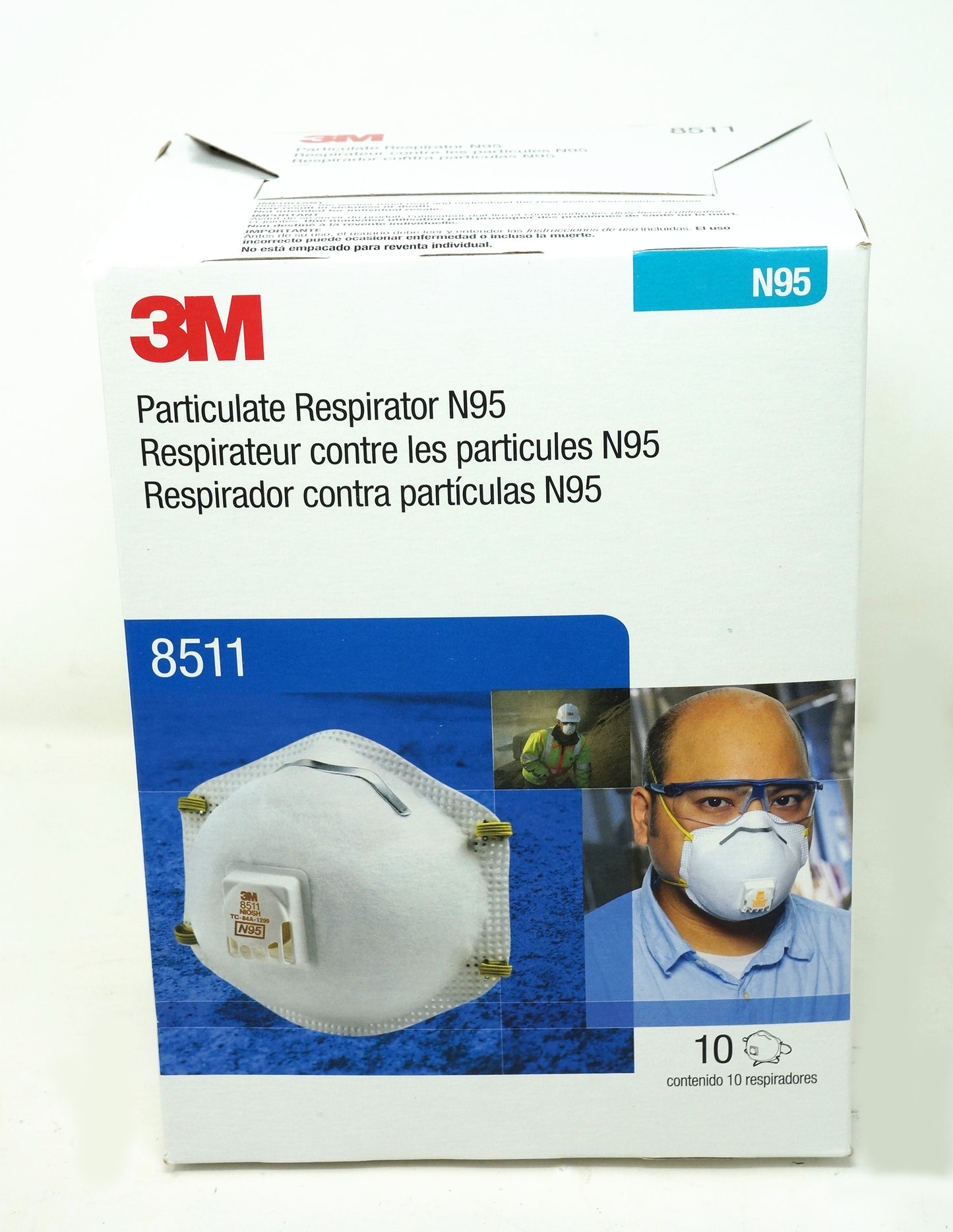 3M 8511 N95 Mask Box of 10 Particulate Respirators w/ Cool Flow Valve