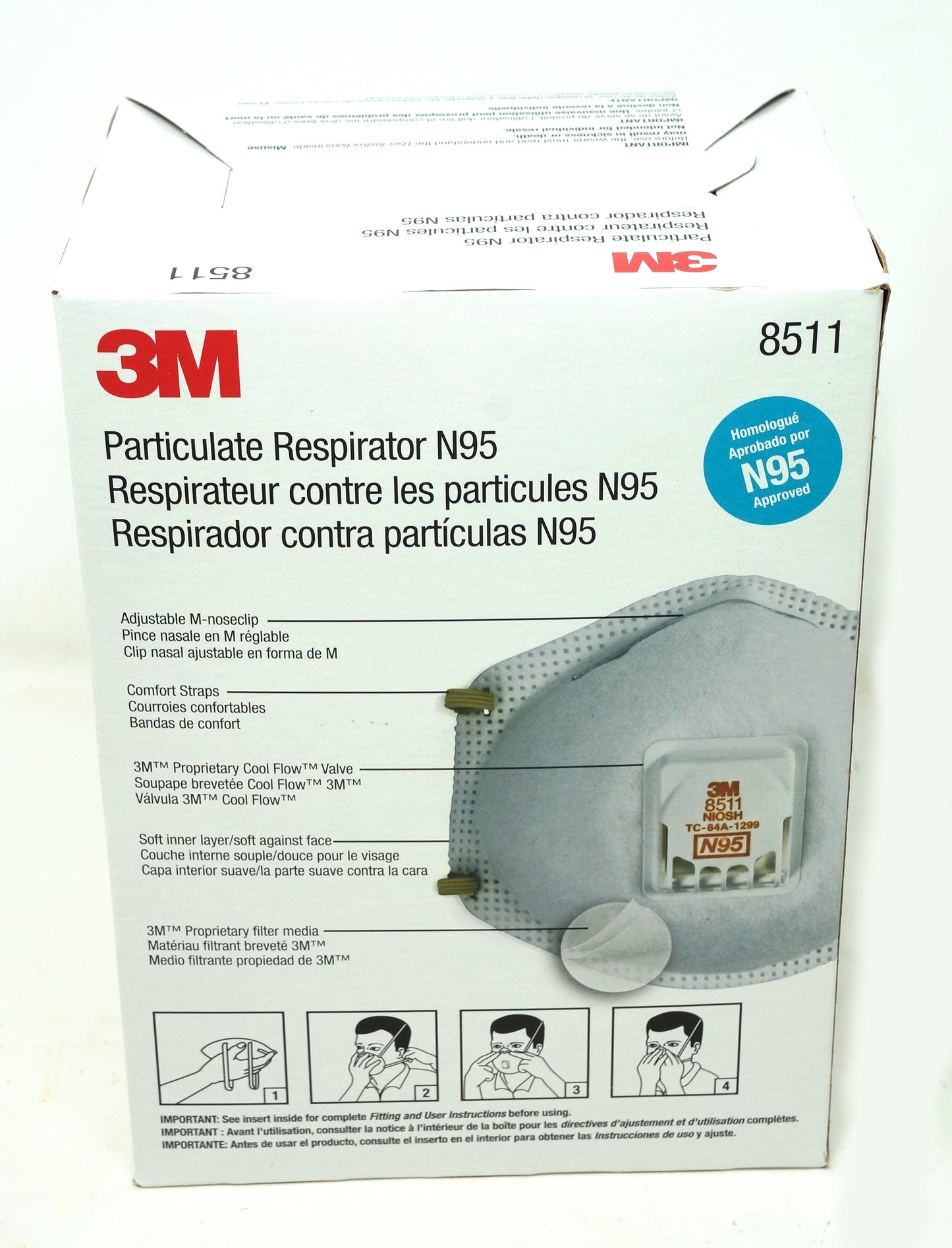 3M 8511 N95 Mask Box of 10 Particulate Respirators w/ Cool Flow Valve