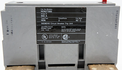 Siemens ND62T900 Adjustable Circuit Breaker Trip Unit 2-Pole 900 Amps