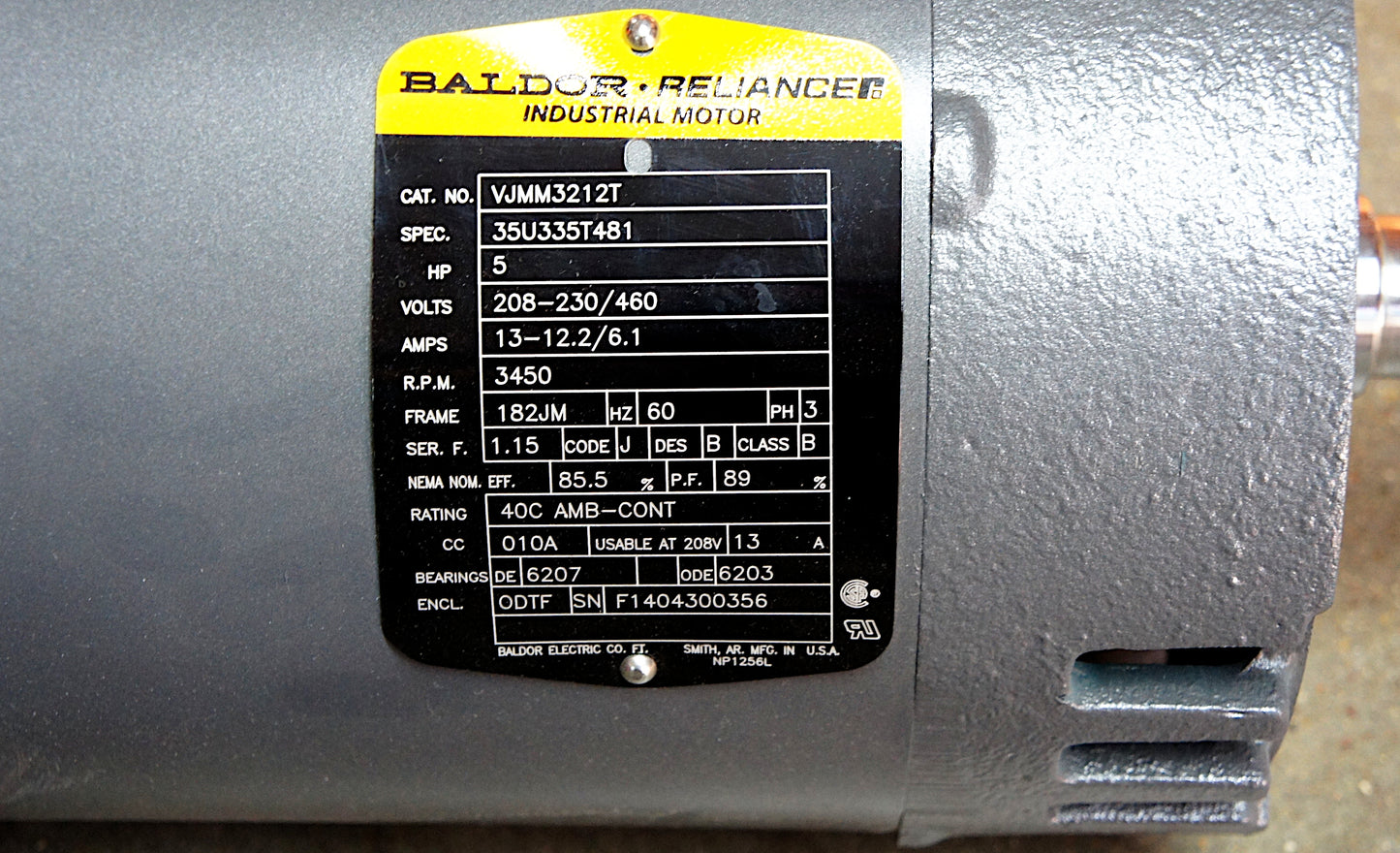Baldor VJMM3212T 3-Phase Pump Motor 5 HP 182JM 3450 RPM